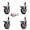 Service Caster 5'' Maroon Poly Swivel 1'' Expanding Stem Caster Set with Brake, 4PK SCC-EX20S514-PPUB-MRN-PLB-1-4 - alternate 4